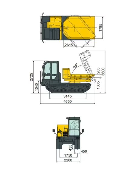 Dimensions carrier sur chenilles YANMAR C50R-5A